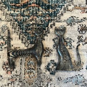 clear, acrylic, cat statues.